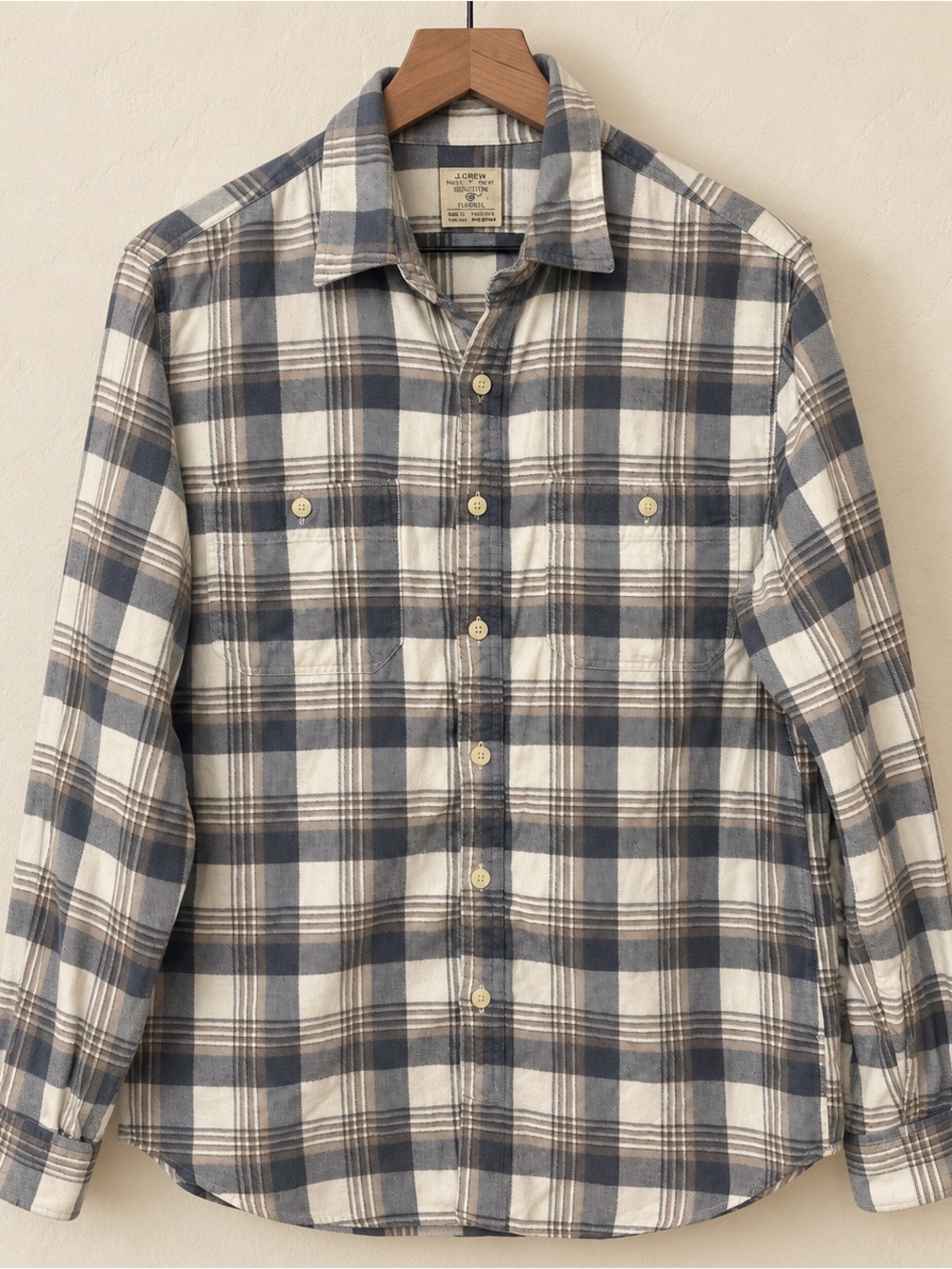J. Crew 100% Cotton Blue & White Plaid Lightweight Shirt Jacket